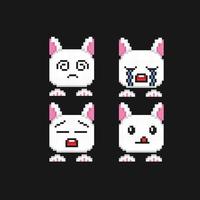 schattig konijn hoofd verzameling reeks met verschillend emotie in pixel kunst stijl vector