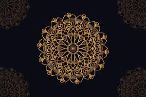 mandala vector ontwerp met zwart achtergrond. naadloos mandala patroon met zwart achtergrond. gouden mandala met zwart achtergrond