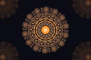 mandala vector ontwerp met zwart achtergrond. naadloos mandala patroon met zwart achtergrond. gouden mandala met zwart achtergrond