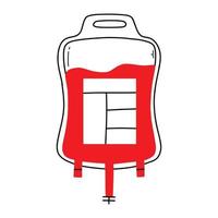 vector illustratie van een bloed tas. tekening stijl. gedoneerd bloed tas. wereld bloed schenker dag.