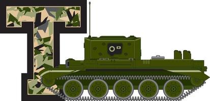 t is voor tank alfabet aan het leren leger geschiedenis leerzaam illustratie vector