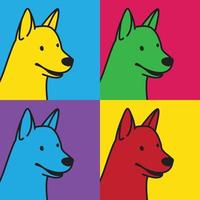 hond overzicht retro kleurrijke vierkanten set vector