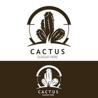 wijnoogst cactus boom fabriek logo natuur ontwerp, woestijn fabriek vector illustratie