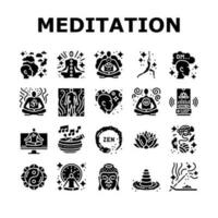 meditatie yoga kom tot rust zen pictogrammen reeks vector
