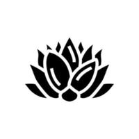 lotus bloem yoga kom tot rust glyph icoon vector illustratie