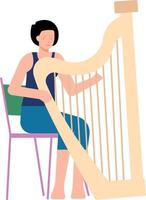 de meisje is spelen de harp. vector