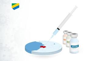 vaccinatie in Gabon met verschillend type van covid-19 vaccin. concept met de vaccin injectie in de kaart van Gabon. vector