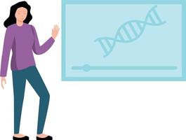 de meisje is richten Bij de structuur van dna. vector