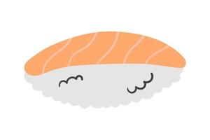 Japans voedsel sushi met Zalm in de vlak tekening stijl. vector illustratie voor menu restaurant, voedsel levering