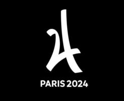 Parijs 2024 olympisch spellen logo officieel symbool wit abstract ontwerp vector illustratie met zwart achtergrond