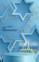 gelukkig pessah podium stadium voor de Pascha vakantie met mooi hoor en creatief Joods symbolen vector