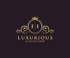 eerste ii brief Koninklijk luxe logo sjabloon in vector kunst voor restaurant, royalty, boetiek, cafe, hotel, heraldisch, sieraden, mode en andere vector illustratie.