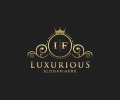 eerste als brief Koninklijk luxe logo sjabloon in vector kunst voor restaurant, royalty, boetiek, cafe, hotel, heraldisch, sieraden, mode en andere vector illustratie.