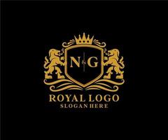 eerste ng brief leeuw Koninklijk luxe logo sjabloon in vector kunst voor restaurant, royalty, boetiek, cafe, hotel, heraldisch, sieraden, mode en andere vector illustratie.