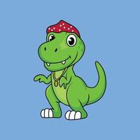 schattig gangster dinosaurus tekenfilm sticker vector illustratie