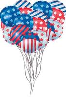 ballonnen in Verenigde Staten van Amerika kleuren. illustratie voor de onafhankelijkheid dag van Verenigde Staten van Amerika, 4e van juli. vector illustratie voor kaart, partij, ontwerp, folder, poster, banier, web, reclame. partij decoraties element