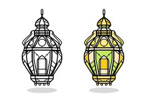 Islamitisch lantaarn schets, Arabisch lantaarn icoon, Arabisch lantaarn schets, Arabisch lantaarn kleur icoon illustratie, Ramadan lantaarn vector, lamp vector