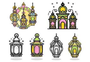 Arabisch lantaarn vector set, kleurrijk lantaarn bundel, lantaarn lijn kunst set, reeks van lantaarn illustratie