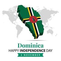 dominica onafhankelijkheid dag, 3d renderen dominica onafhankelijkheid dag illustratie met 3d kaart en vlag kleuren thema vector