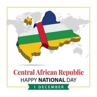 centraal Afrikaanse republiek nationaal dag, 3d renderen centraal Afrikaanse republiek nationaal dag illustratie met 3d kaart en vlag kleuren thema vector