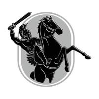 strijd spartaans met paard illustratie vector