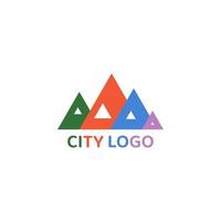 een uniek driehoekig stad gebouw logo. vector