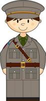 tekenfilm ww1 leger officier leger geschiedenis illustratie vector