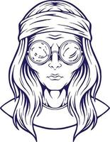 funky hippie buitenaards wezen hoofd hoofdband illustraties silhouet vector