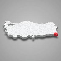 hakkari regio plaats binnen kalkoen 3d kaart vector