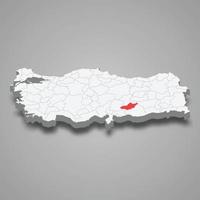 adiyaman regio plaats binnen kalkoen 3d kaart vector