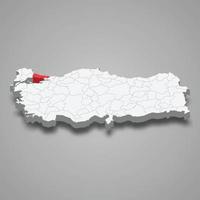 Istanbul regio plaats binnen kalkoen 3d kaart vector