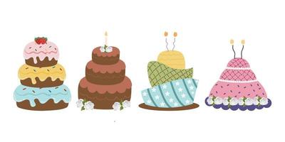 verjaardag taart tekenfilm illustratie. tekening taart, koekje voor een gelukkig verjaardag viering vector