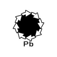 batterij recycle pb, vectorillustratie, teken. vector