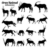 verzameling reeks van oryx dier silhouetten vector illustraties