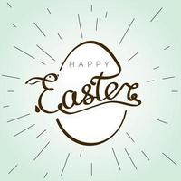 gelukkig Pasen met rebbit oren silhouet achter ei. christen grootste vakantie banier in retro stijl. vector