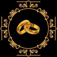 bruiloft ringen. goud bruiloft ringen geïsoleerd Aan zwart vector