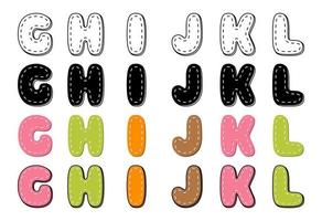 hechtingen alfabet in tekenfilm stijl vector