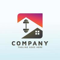 Op maat huizen bouwer logo ontwerp met geschiktheid icoon vector