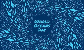 wereld oceaan dag zwemmen vis papier besnoeiing poster onderwater- zee achtergrond vector. vector