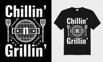 chillen en grillen bbq vector typografie t-shirt ontwerp