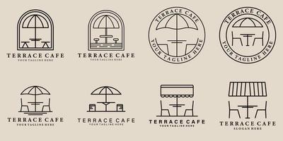 reeks bundel terras cafe logo lijn kunst vector illustratie ontwerp