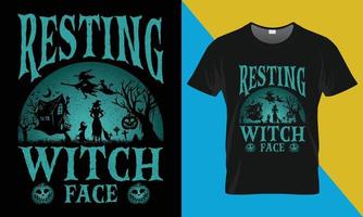 halloween t-shirt ontwerp, resting heks gezicht vector