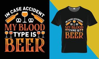 oktoberfeest t-shirt ontwerp, in geval ongeluk mijn bloed type is bier vector