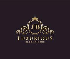 eerste jb brief Koninklijk luxe logo sjabloon in vector kunst voor restaurant, royalty, boetiek, cafe, hotel, heraldisch, sieraden, mode en andere vector illustratie.