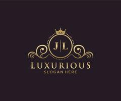 eerste jl brief Koninklijk luxe logo sjabloon in vector kunst voor restaurant, royalty, boetiek, cafe, hotel, heraldisch, sieraden, mode en andere vector illustratie.