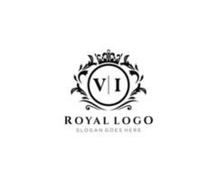 eerste vi brief luxueus merk logo sjabloon, voor restaurant, royalty, boetiek, cafe, hotel, heraldisch, sieraden, mode en andere vector illustratie.