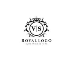 eerste vs brief luxueus merk logo sjabloon, voor restaurant, royalty, boetiek, cafe, hotel, heraldisch, sieraden, mode en andere vector illustratie.