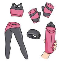 vector set fitness accessoires in cartoon stijl. vectorillustratie geïsoleerd op een witte achtergrond.