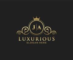 eerste ja brief Koninklijk luxe logo sjabloon in vector kunst voor restaurant, royalty, boetiek, cafe, hotel, heraldisch, sieraden, mode en andere vector illustratie.