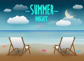 zomeravond met twee stoelen en strand zee achtergrond vector